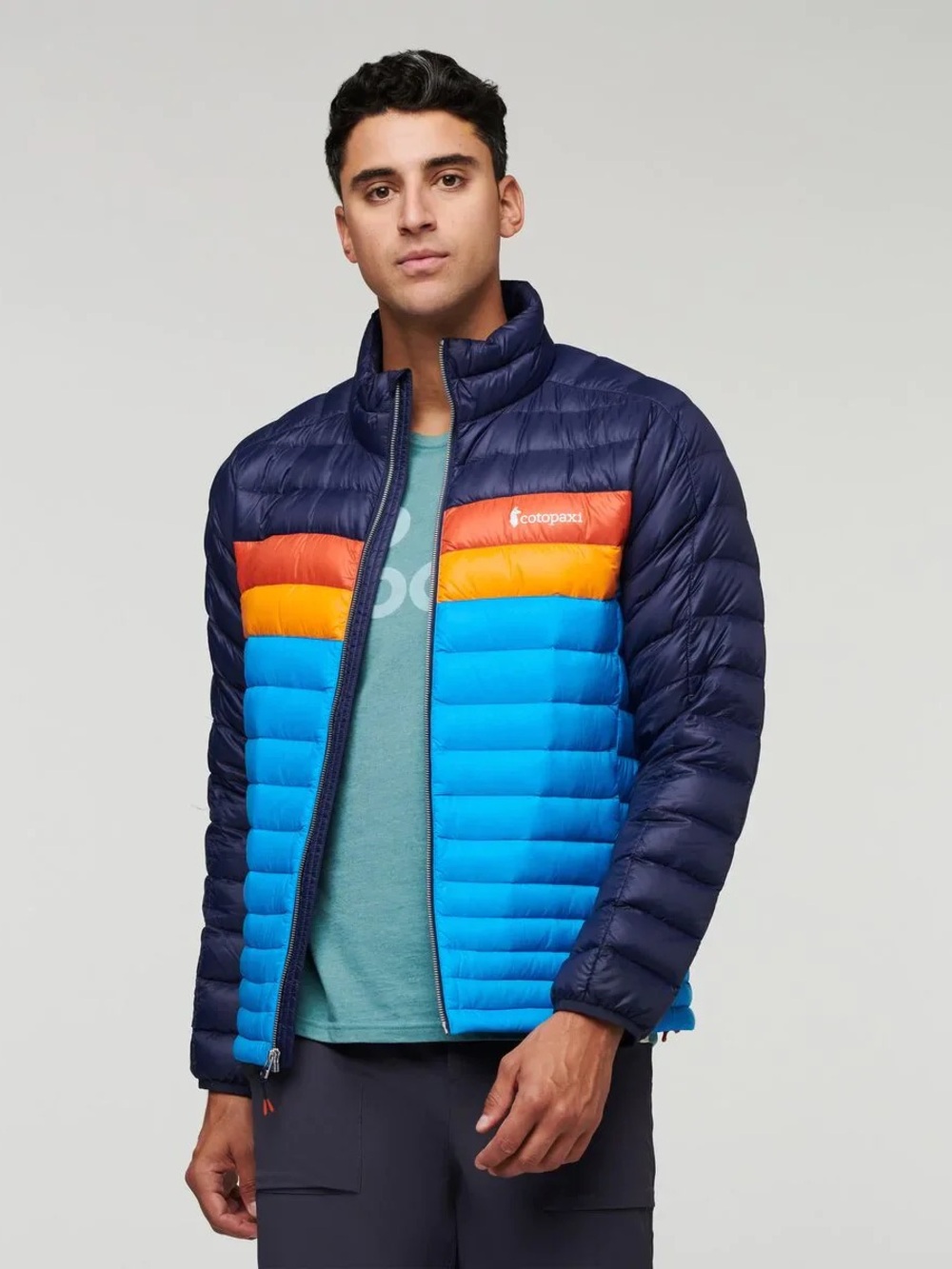 Cotopaxi Fuego Men's Navy & Blue Down Jacket with Orange Accent